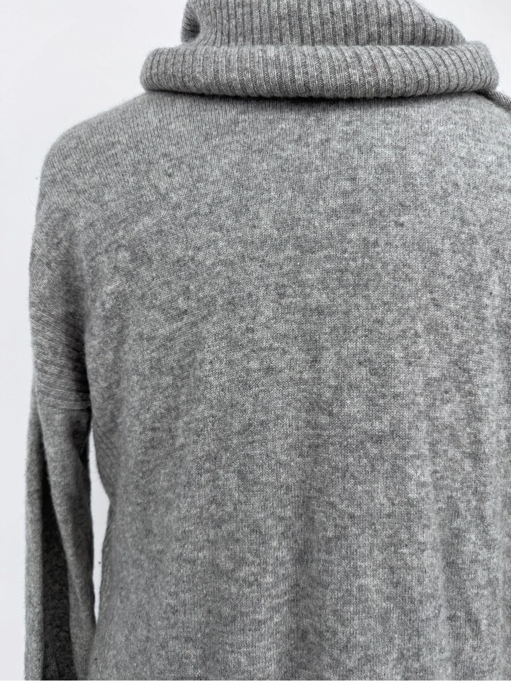 Diane Von Furstenberg Light Grey Ribbed Cowl Neck Cashmere Sweater